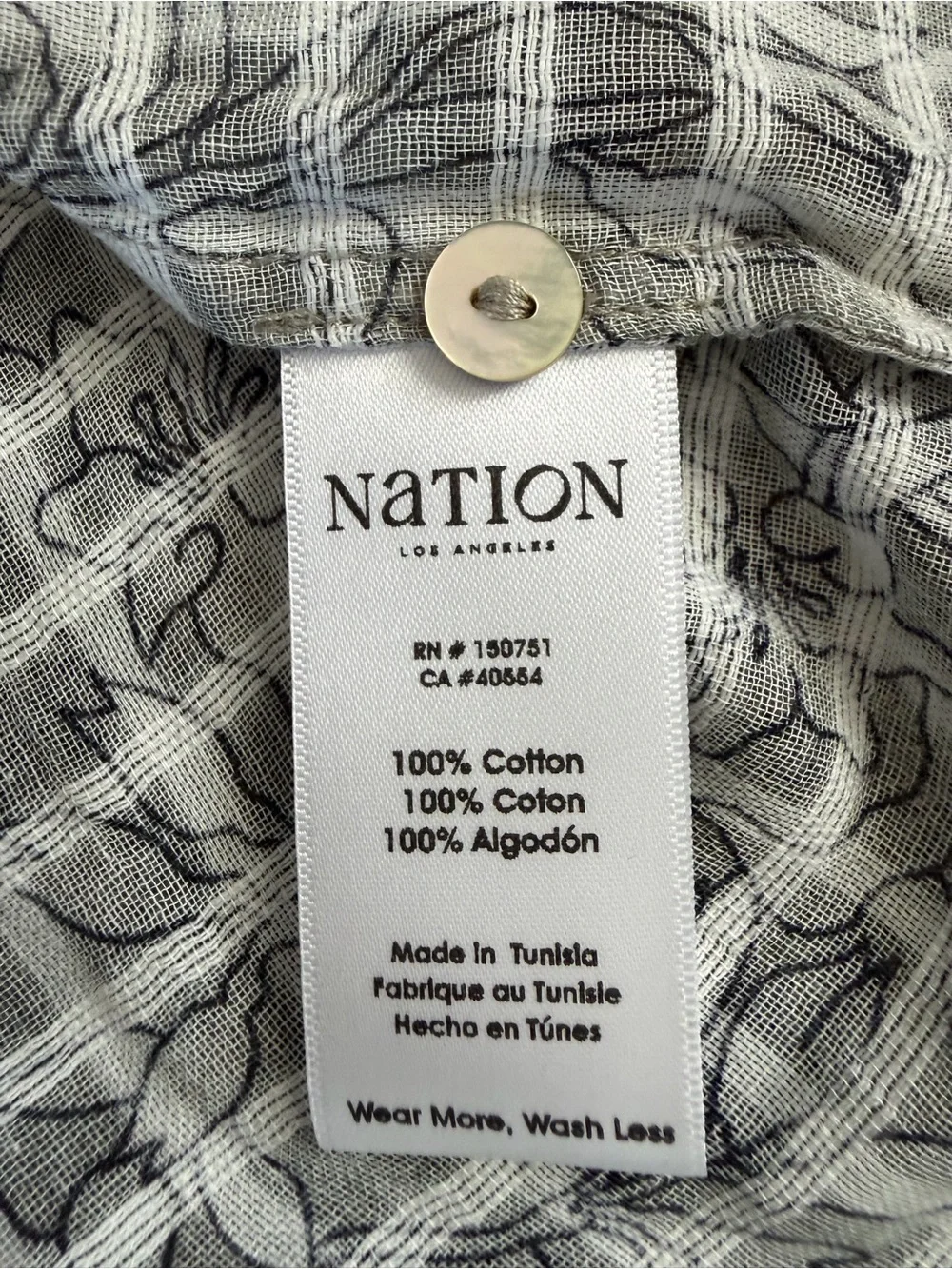 NWT Nation LTD Gray Floral Cotton Gauze Flutter Sleeve Top Medium - Picture 6 of 8